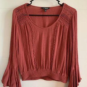Express Coral Butterfly Sleeve Blouse